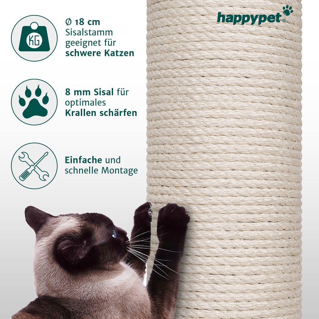 HAPPYPET Sisalstamm für Kratzbaum Ø 18 cm - 40/50/60/80 cm, Produktbild 3