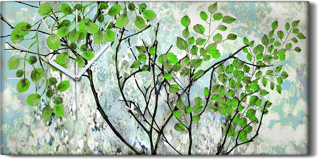 Wandbild Leinwand Bilder mit Uhr Geräuschlos 60x30 Baum mit grünen Blättern - weiße Hände
