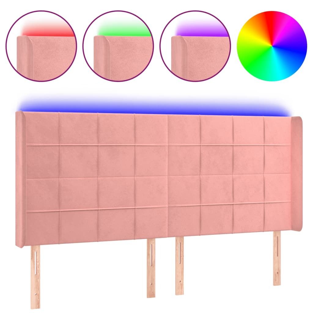 vidaXL LED Kopfteil Rosa 203x16x118/128 cm Samt