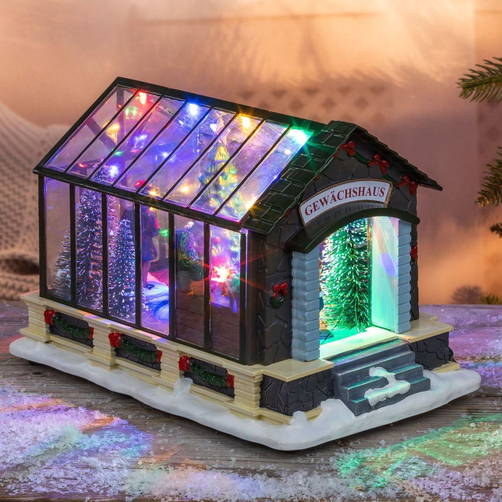 HI LED Weihnachts Gewächshaus Weihnachtslandschaft Deko 54216
