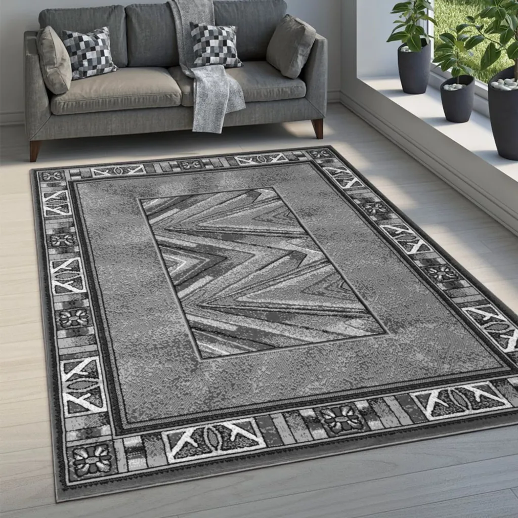 Tapis à motifs 160x220 cm LUKEN - Tapis de salon gris moderne et chic
