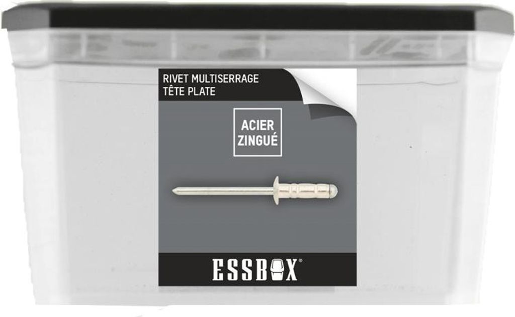 ESSBOX SCELL-IT Standardniete Alu/Stahl - Flacher Kopf - Ø4,8 mm x 16 mm - Packung zu 500 - EX-9445124816