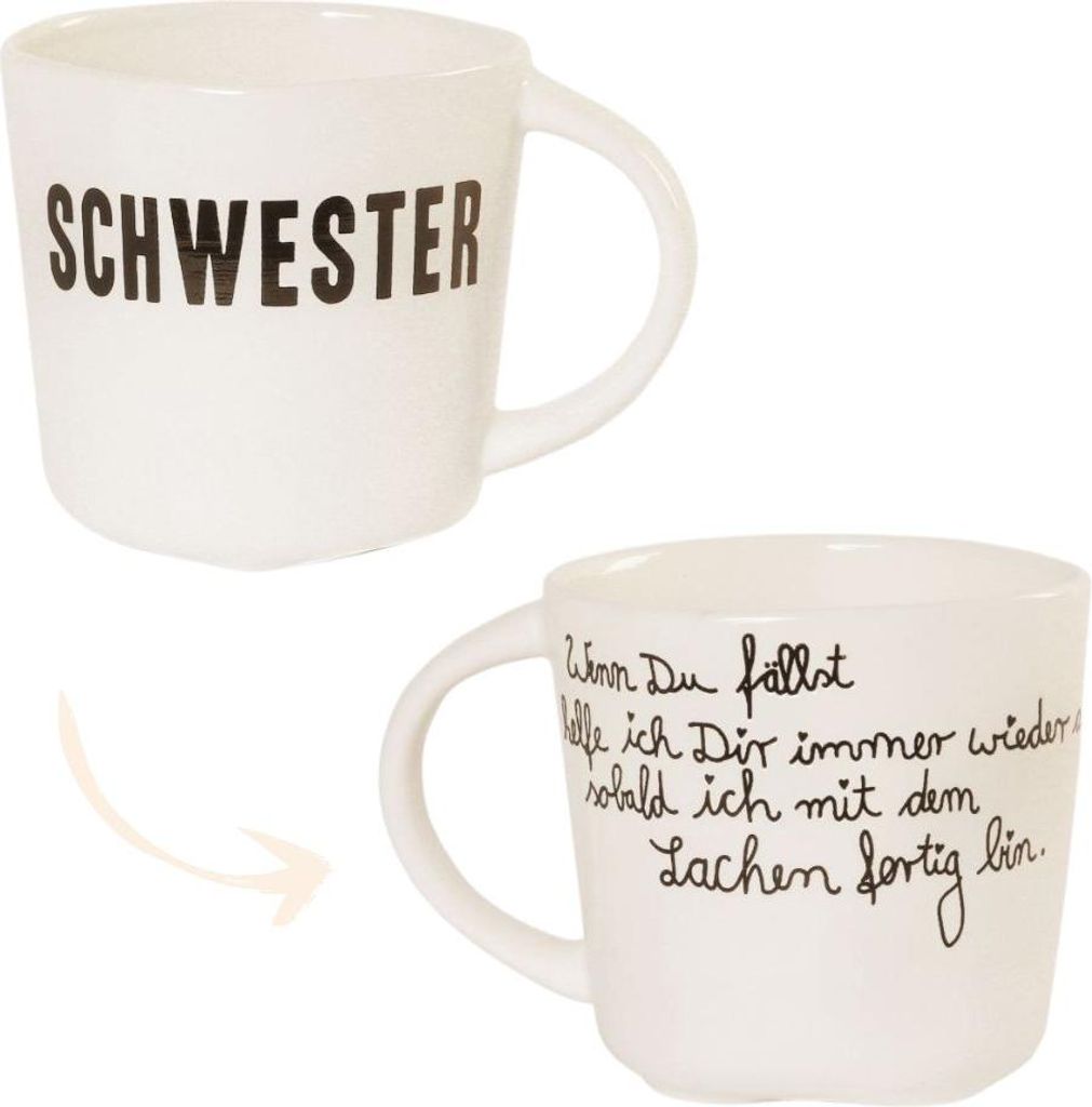 Tasse für Schwester Porzellan Herzboden mit Spruch: 'Wenn Produktbild 