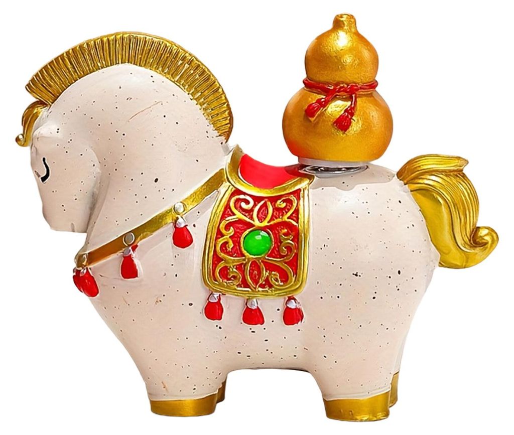 1/4 Stück Cartoon-Pferdestatue, drehbar, goldener Geldbeutel in Form eines Kürbisses, Glückspferd-Figur, Heim-, Büro- und Schreibtischdekoratio...