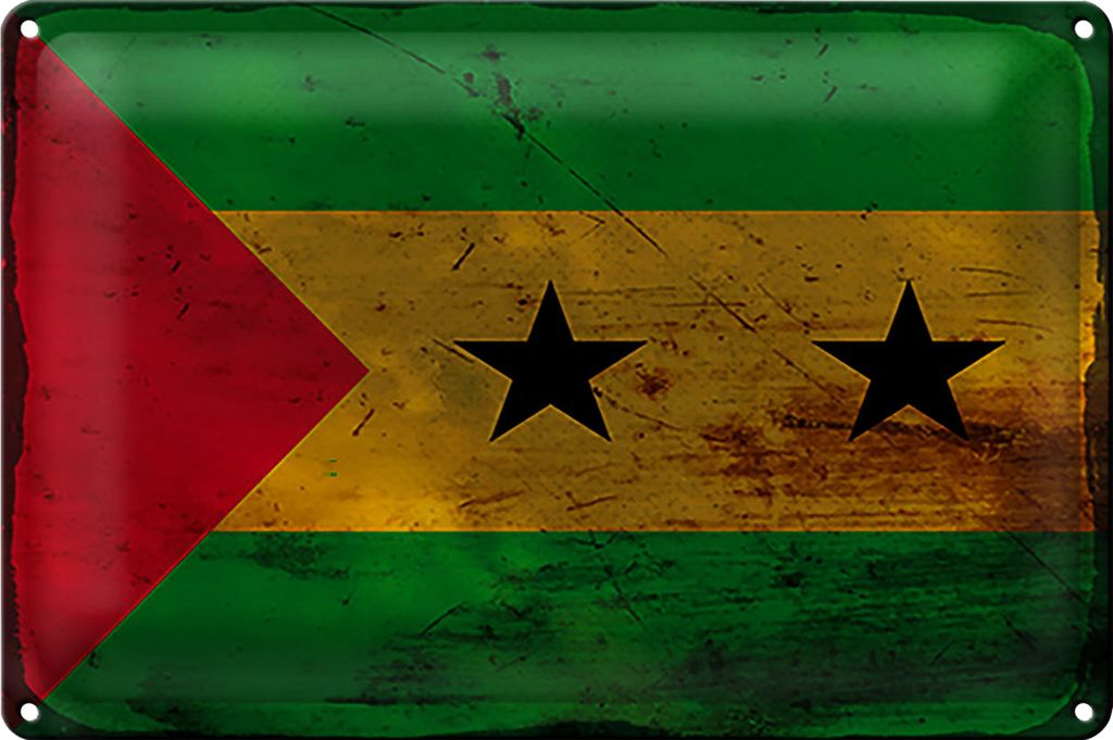 Blechschild Flagge São Tomé und Príncipe 40x30cm Flag Rost