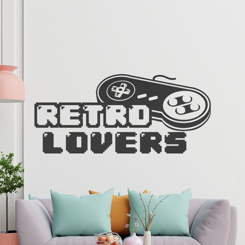 KIWISTAR Retro Lovers Controller - Vintage Oldschool Pixel Game Kindheit Wandtattoo in 6 Größen - Wandaufkleber Wall Sticker - Dekoration, Küche...