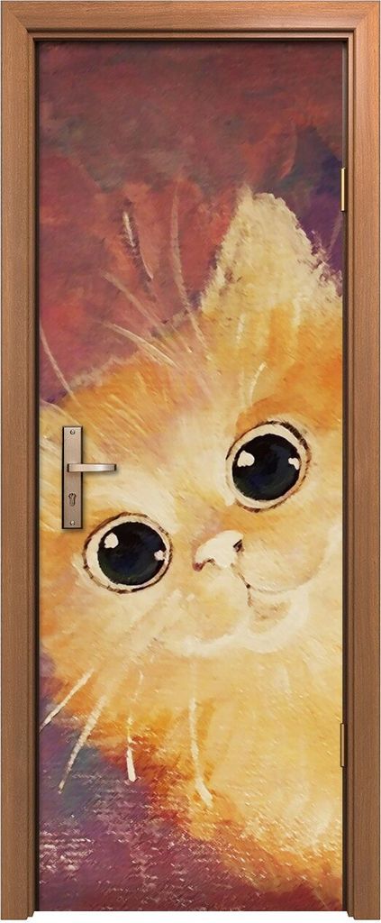 Türposter 70x200 cm Türaufkleber Türtapete Türfolie Klebefolie Süßes Tier mit Blumen gemalte Katzen