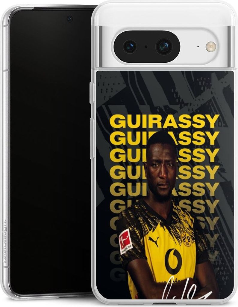 DeinDesign Slim Hülle für Google Pixel 8 Silikon Case Ultra Dünn Handyhülle BVB Borussia Dortmund Serhou Guirassy