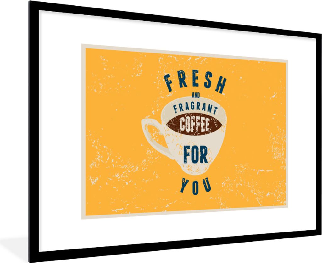 MuchoWow MuchoWow Gerahmtes Poster Frischer und duftender Kaffee für dich - Sprichwörter - Kaffee - Vintage - Zitate 90x60 cm - Poster mit zc...