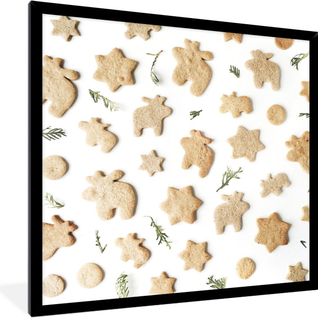 MuchoWow Gerahmtes Poster Weihnachten - Kuchen - Backen 40x40 cm - Poster mit Schwarzem Bilderrahmen Wandposter Rahmen Foto Bilder - Mit Rahmen -...
