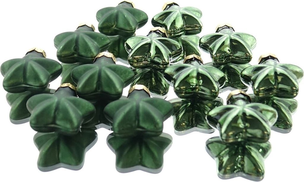 Weihnachtsanhänger Mini-Sterne Piniengrün Ø 4 cm aus Glas - Produktbild 