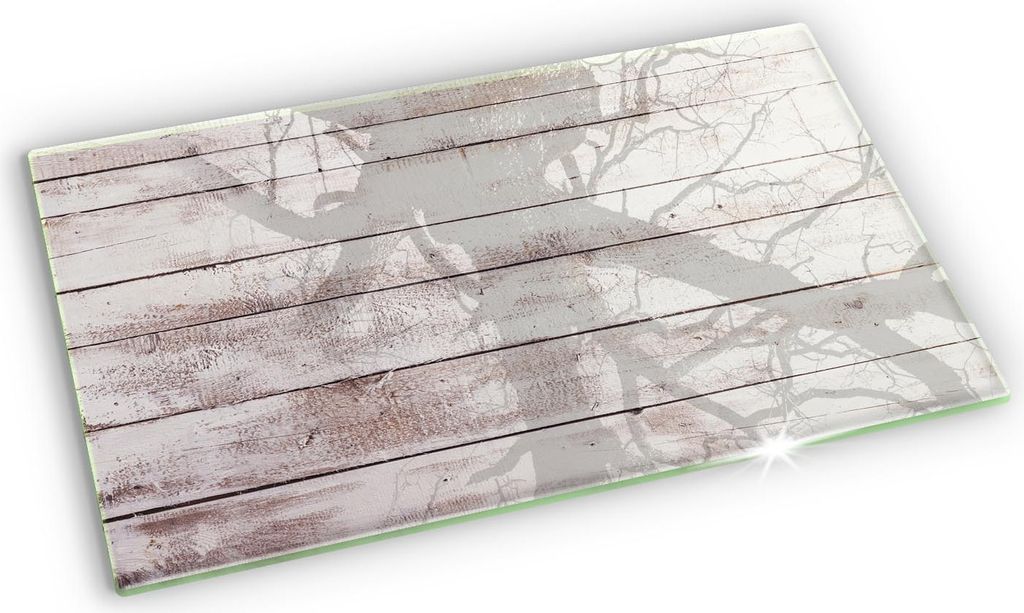 Grabkerze Untersetzer Glastafel Gummifüße Motiv - 52x30 cm - Alte Holzbretter