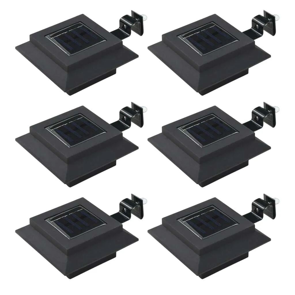 Éclairage solaire pour allée et terrasse - Lot 6 LED Carrées 12 cm Noir