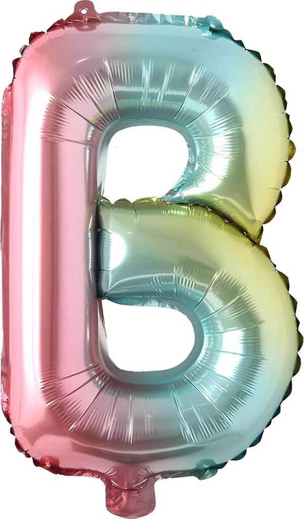 Folienballon Buchstabe B, regenbogen bunt, ca. 40 cm, für Luftbefüllung