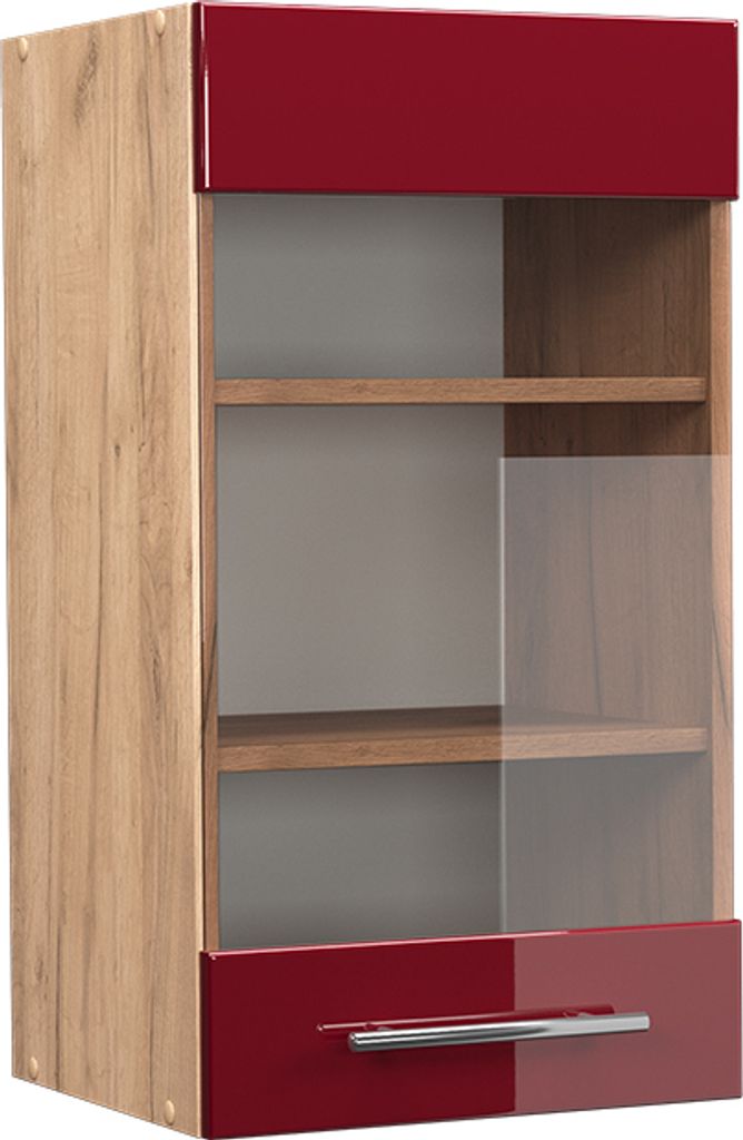 Küchenglasschrank Vicco Fame-Line Bordeaux Hochglanz 40 cm, Model 38366