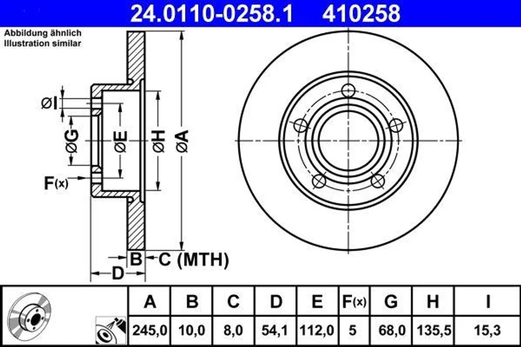 Remplacement disque de frein Audi A6 4B - Modèle ATE 24.0110-0258.1 OE