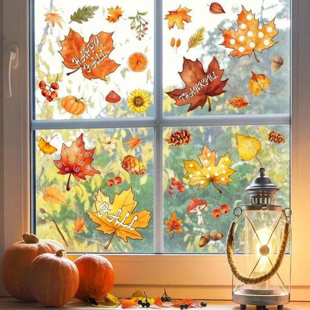Stickers Fenêtre Anti-Oiseaux Double Face avec Feuilles d'Érable 9pcs