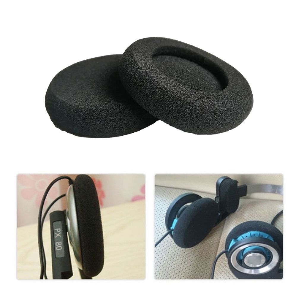 Collage of headphone ear pads and headphones.