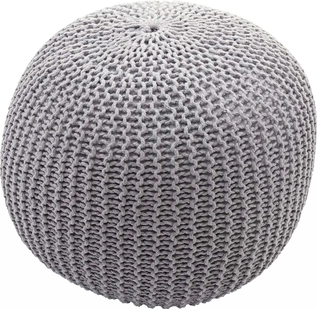 Pouf en tricot gris 40x50cm HWC-E16 : maille épaisse et confort ferme