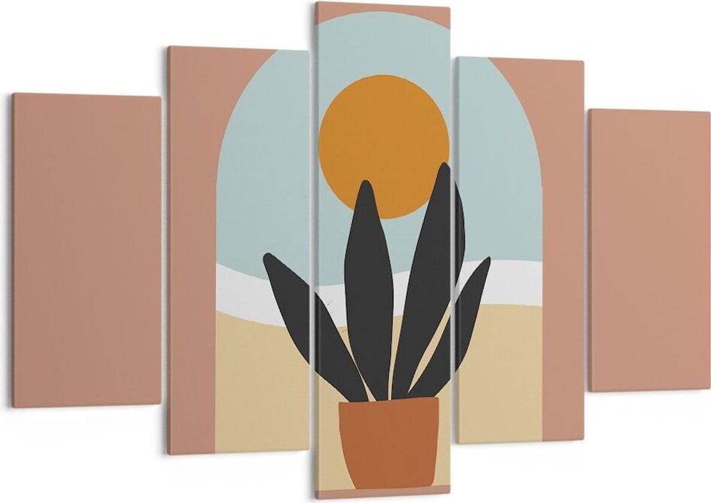 Bild auf Leinwand - Leinwandbild - 5 Teile - Minimalistisch Fenster Blume - 150x100cm - Wand Bild - Wanddeko - Wandbilder - Leinwanddruck - Bilder ...