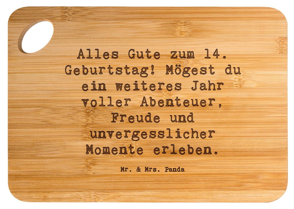 Mr. & Mrs. Panda Schneidebrett Spruch 14. Geburtstag - Transparent - Geschenk, Frühstücksbrettchen, herzlichen Glückwunsch, spannendes Jahr, Mä...