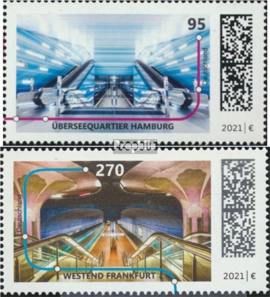 Briefmarken BRD 2021 Mi 3593-3594 (kompl.Ausg.) postfrisch U-Bahn Stationen