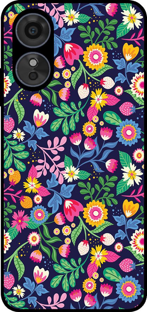 Smartphonica Handytasche Passend für Oppo A1 / A98 / F23 mit Blumendruck - TPU Rückseite Abdeckung Fall Blumendesign