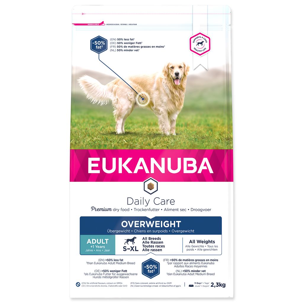 Eukanuba Daily Care Overweight / Sterilised Trockenfutter – Fettarmes Spezialfutter für übergewichtige oder kastrierte Hunde, 2,3 kg