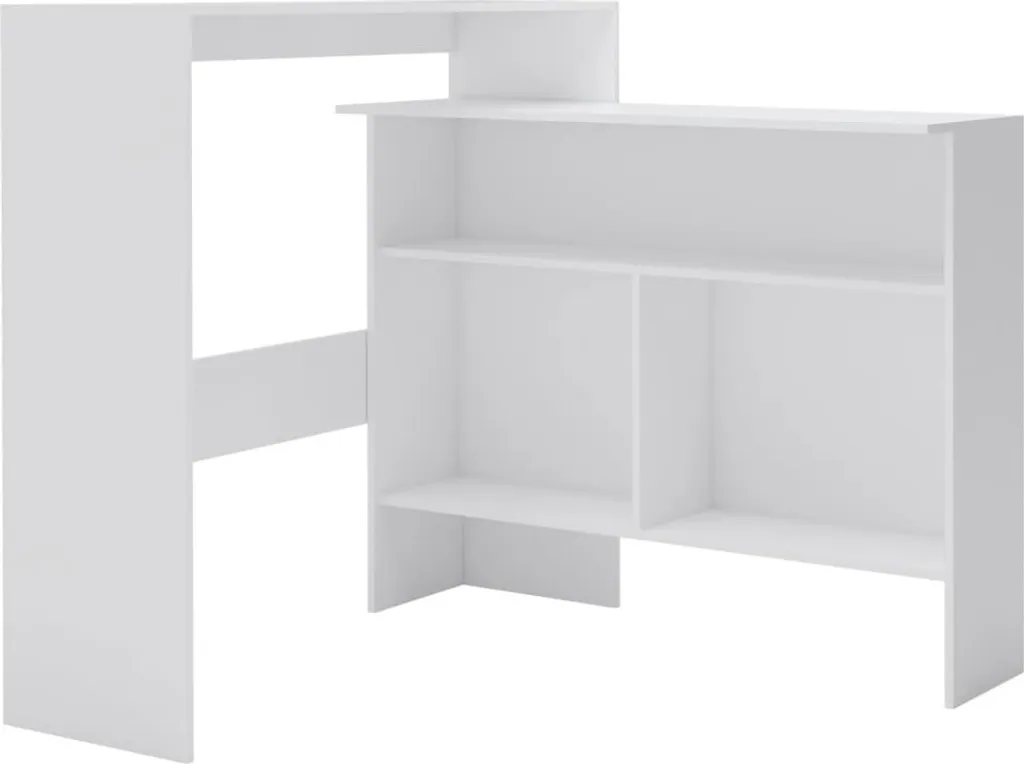Mange-debout blanc double plateau 130 cm, table de bar design robuste