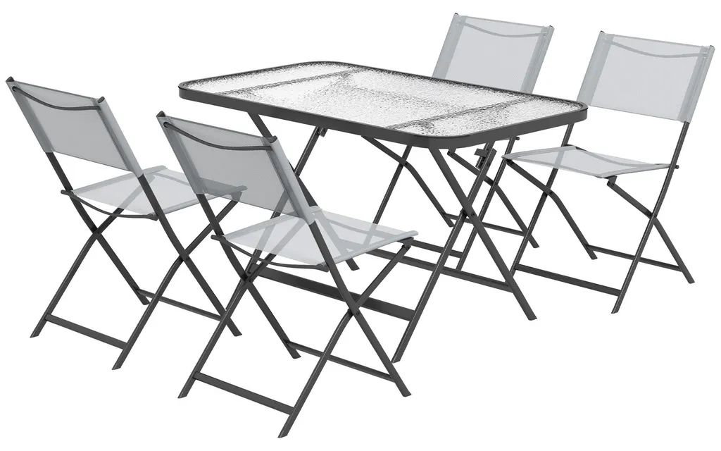 Mobilier de jardin compact 4 chaises pliables pour petit espace gris uni