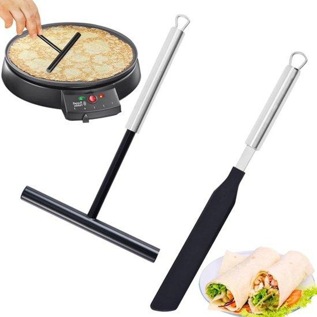 Pfannkuchenteiler und Spatel, 2 Stück rostfreier Edelstahl Teigverteiler, Crêpespatel, Pfannkuchenrechen, Crêpemacher Zubehörset, Teigverteiler...