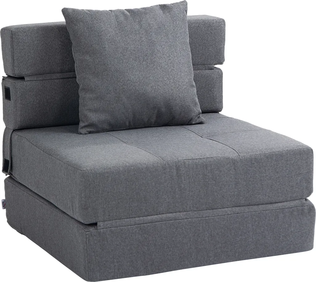 HOMCOM Poltrona Letto Grigio Scuro 2 in 1 - Divano Salvaspazio Ospiti