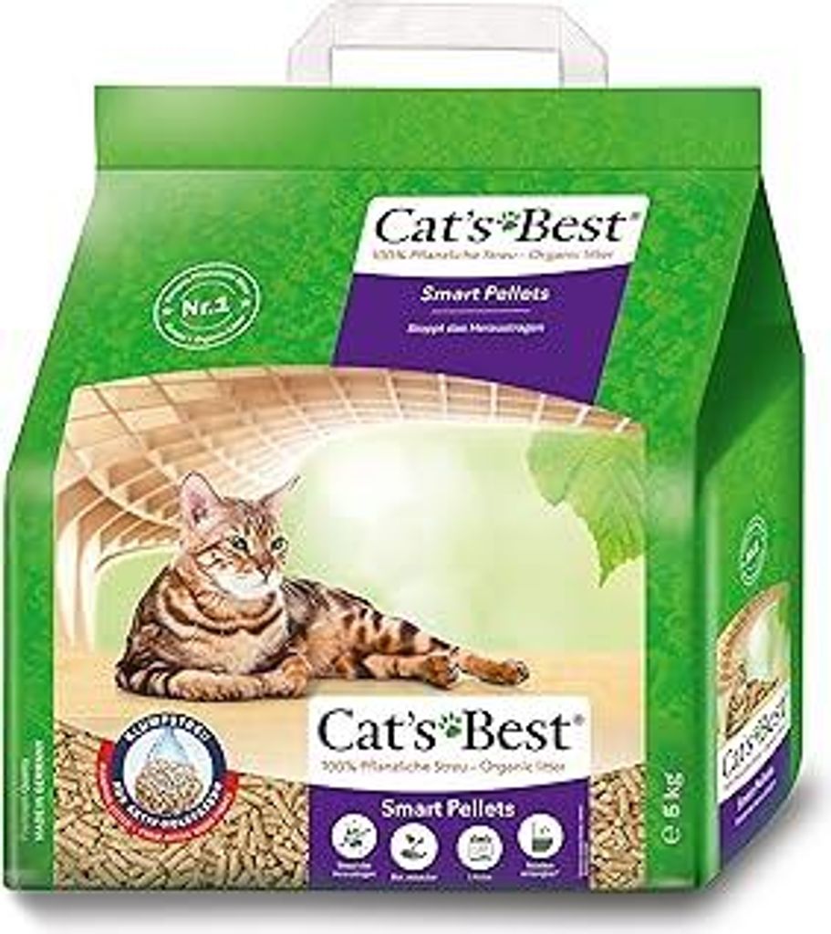 Cat's Best Smart Pellets, 100 % pflanzliche Katzenstreu, innovative Klumpstreu für Katzen aus antihaftenden Aktiv-Holzfasern – stoppt das Heraus...