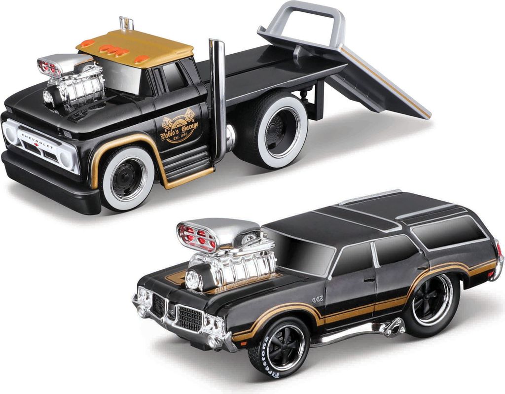 Maisto - Muscle Transports - 1966 Chevrolet C60 Flachbett 1970 Oldsmobile Vista Cruiser, 1:64