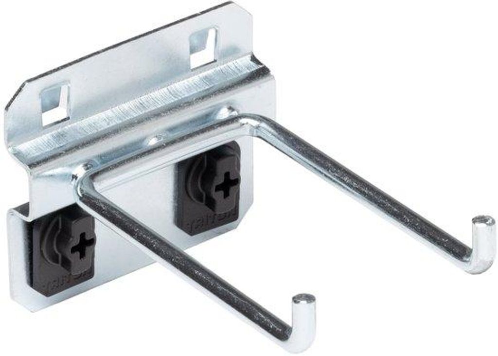 Pegboard-Haken mit doppeltem Stab, für Pegboards mit quadratischem Loch, geblechtes Metall, silber, 3 Zoll, 5 cm