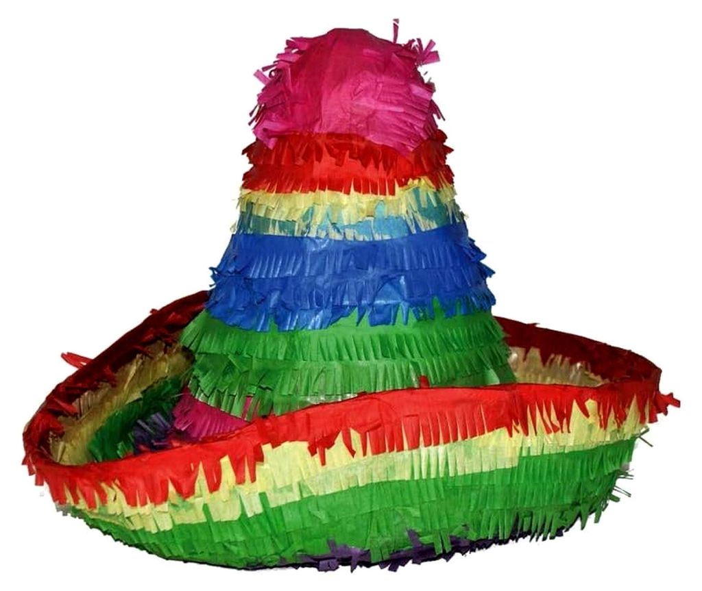 Bunte Sombrero Pinata 40x40x30 cm zum Befüllen, für Partyspiel & Dekoration