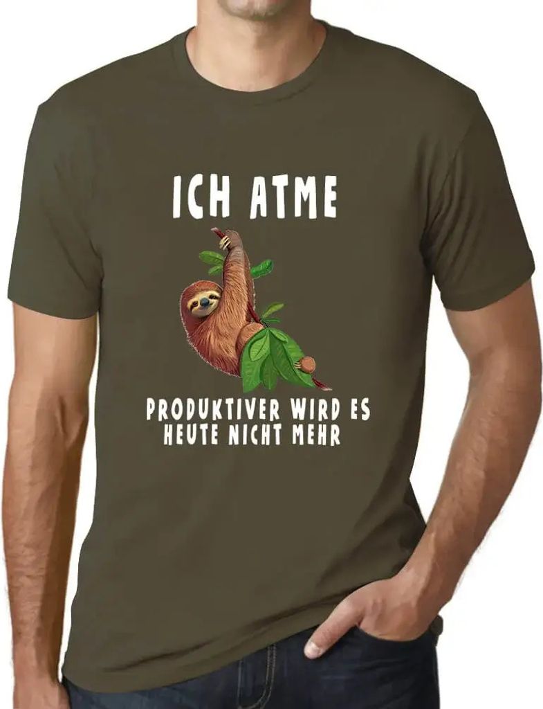 Herren Grafik T-Shirt Lustiges Faultier Öko-Verantwortlich Vintage Jahrgang Kurzarm Lustige Druck Geburtstag Geschenk Mann