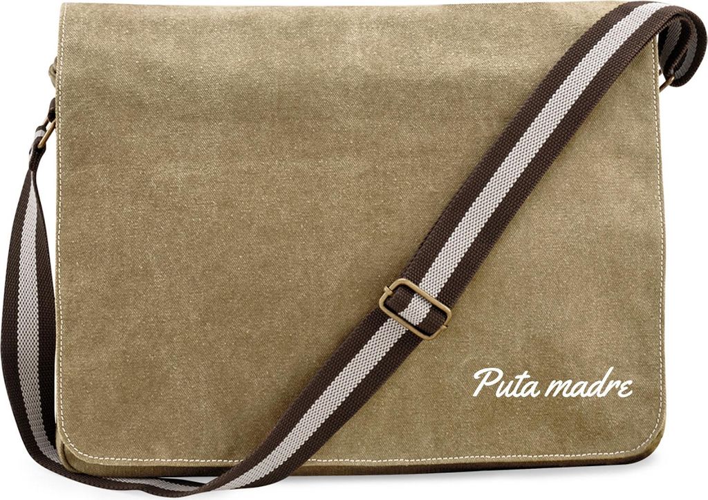 Huuraa Umhängetasche Puta madre spanisch Schriftzug 14 Liter Sahara Canvas Laptoptasche Geschenkidee