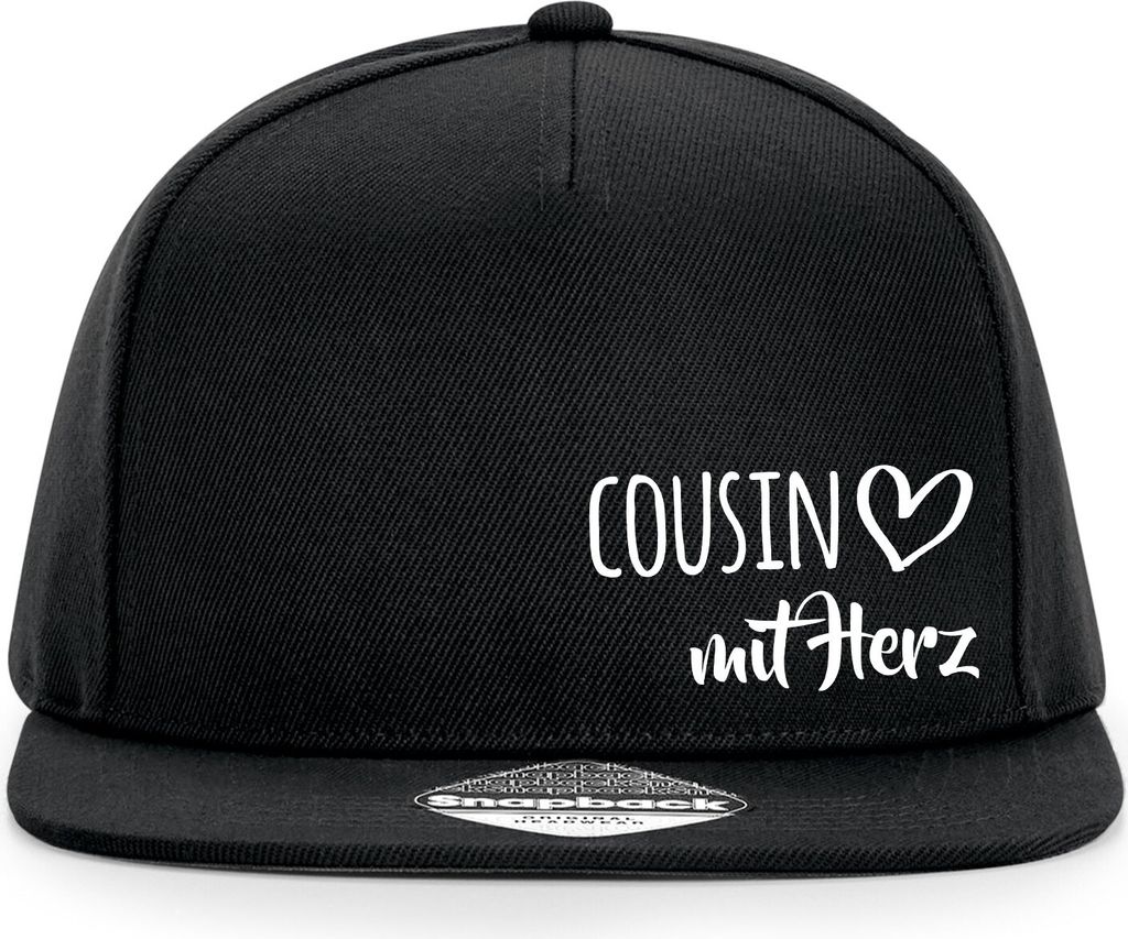 Huuraa Cappy Mütze Cousin mit Herz Black Polyester Snapback Kappe Geschenkidee