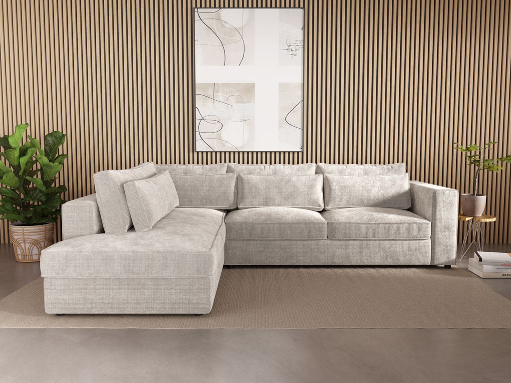 LetSit Ecksofa Caldea L Cremona Links Freistehendes Loungesofa Bequemes Ecksofa zum Entspannen Schmutzabweisend Für Wohnzimmer Schlafzimmer Beige