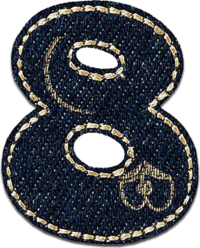 Zahl 8 - 3.3 x 2.5 cm: Zahl/Ziffer Blau - Aufnäher, Bügelbild, Aufbügler, Applikationen, Patches, Flicken, Zum Aufbügeln