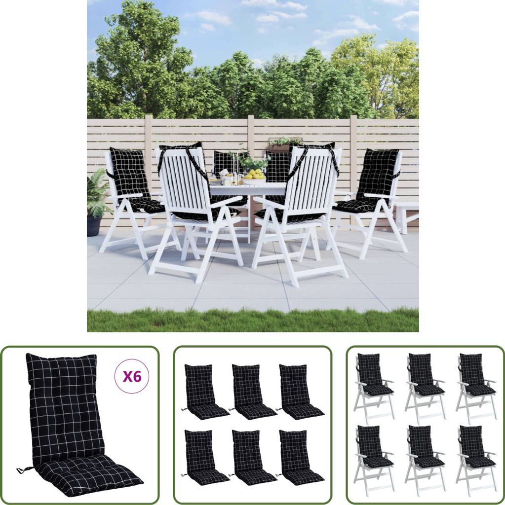 The Living Store Hochlehner-Auflagen 6 Stk. Schwarz Produktbild 