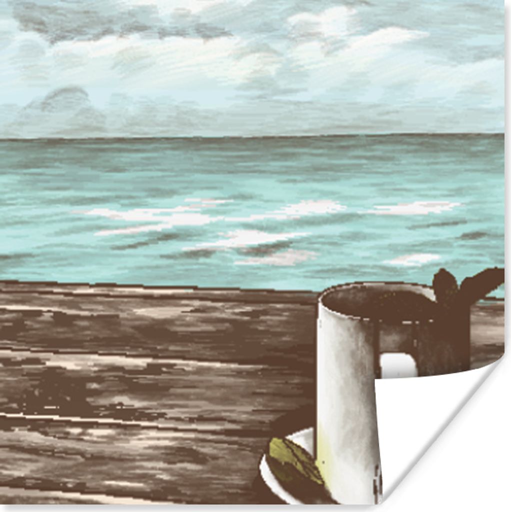 MuchoWow Poster Meer - Tee - Becher 75x75 cm - Wand Dekoration