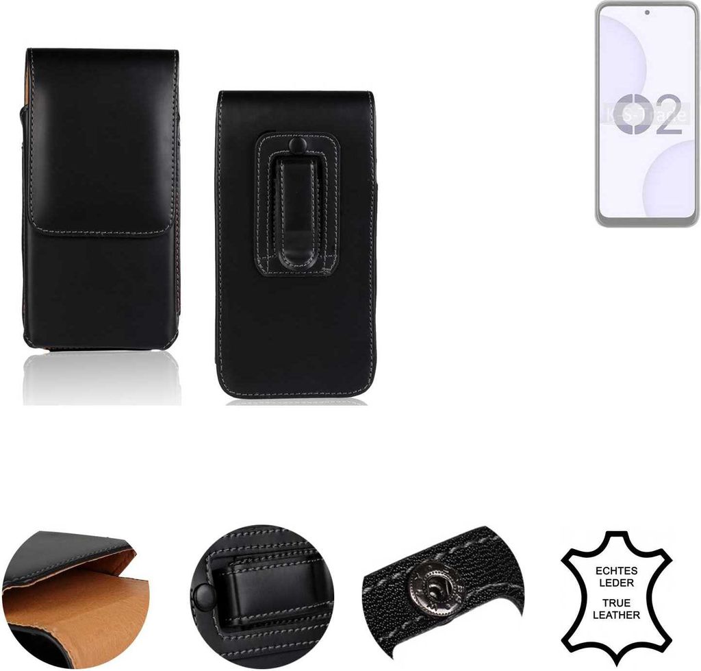 K-S-Trade Holster Gürteltasche Handy Hülle Schutzhülle kompatibel mit Lava O2 Handyhülle Leder schwarz, 1x