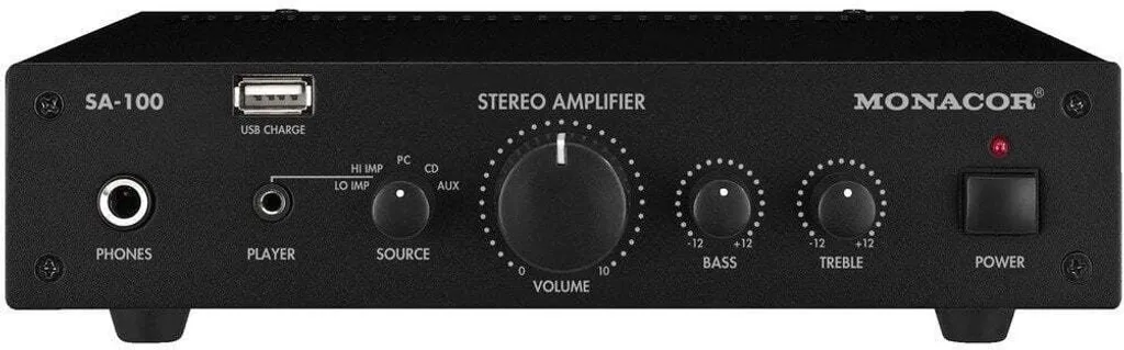 Amplificateur MONACOR SA-100 avec entrées RCA et réglage de tonalité