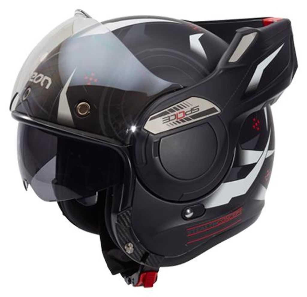 BEON Stratos Klapphelm mit Visier und Sonnenblende, ECE 22.06, M, Stealth