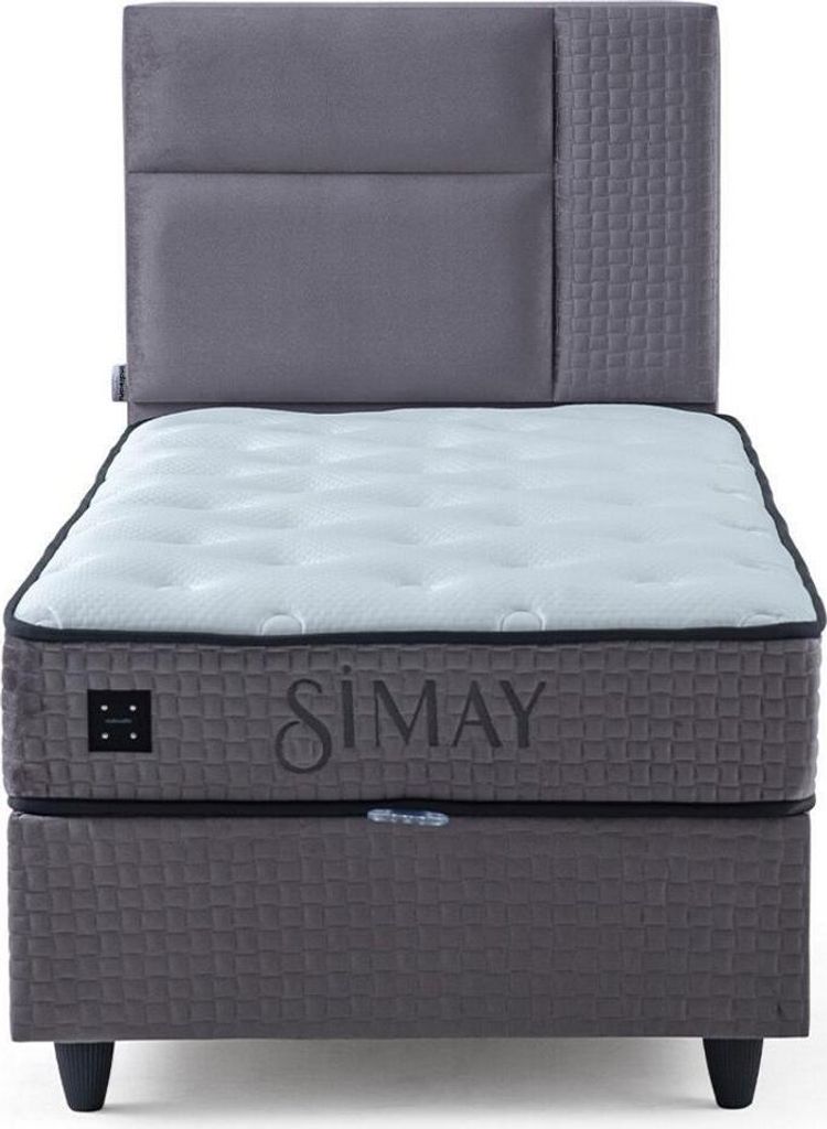 Graues Einzelbett Einfarbiges Schlafzimmer Bett Rechteckiges Neues Bett