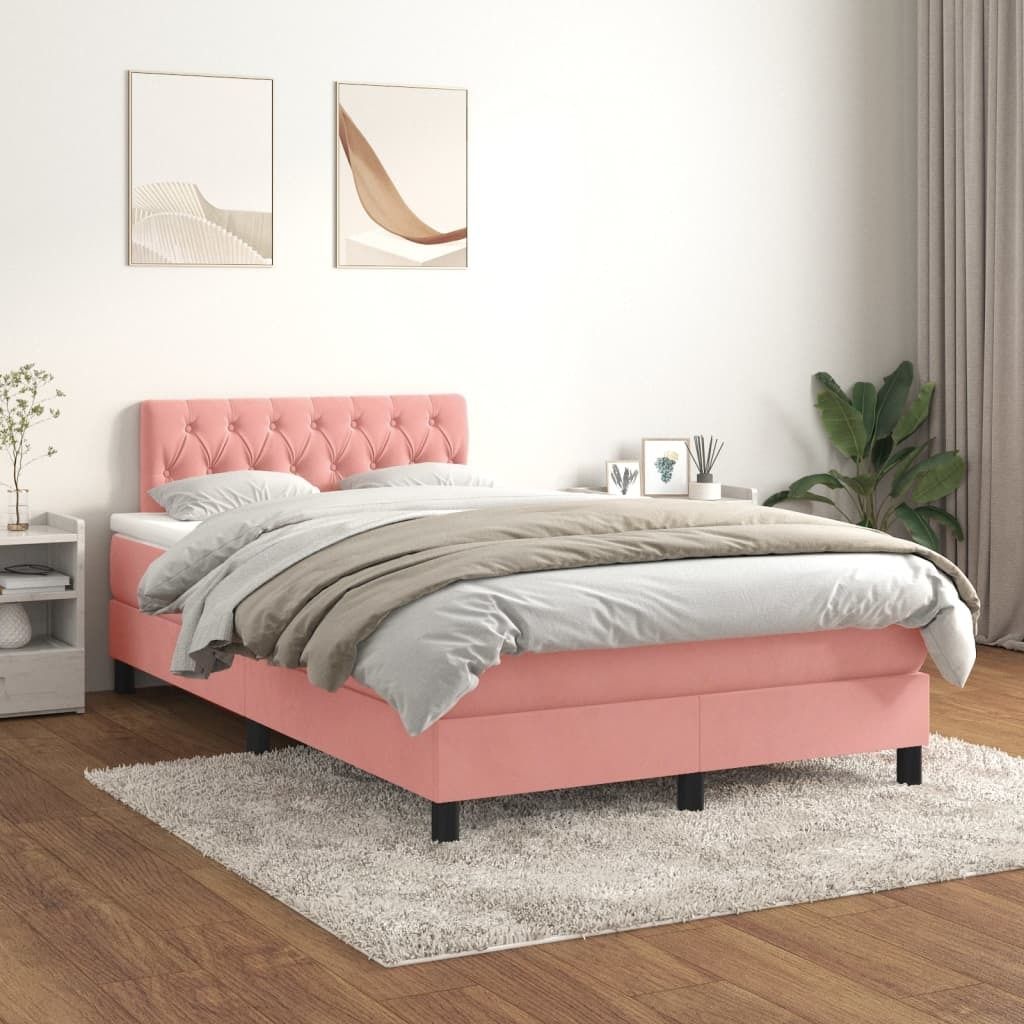 "2026 Promotion" Boxspringbett mit Matratze - Rosa - 120x200 cm - Samt - Polsterbett CC8468