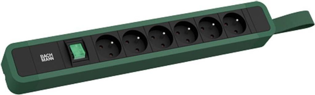 BACHMANN PRIMO 2 6xUTE 1xSchalter mit Schlaufe 2,0m CEE7/7 RAL6028