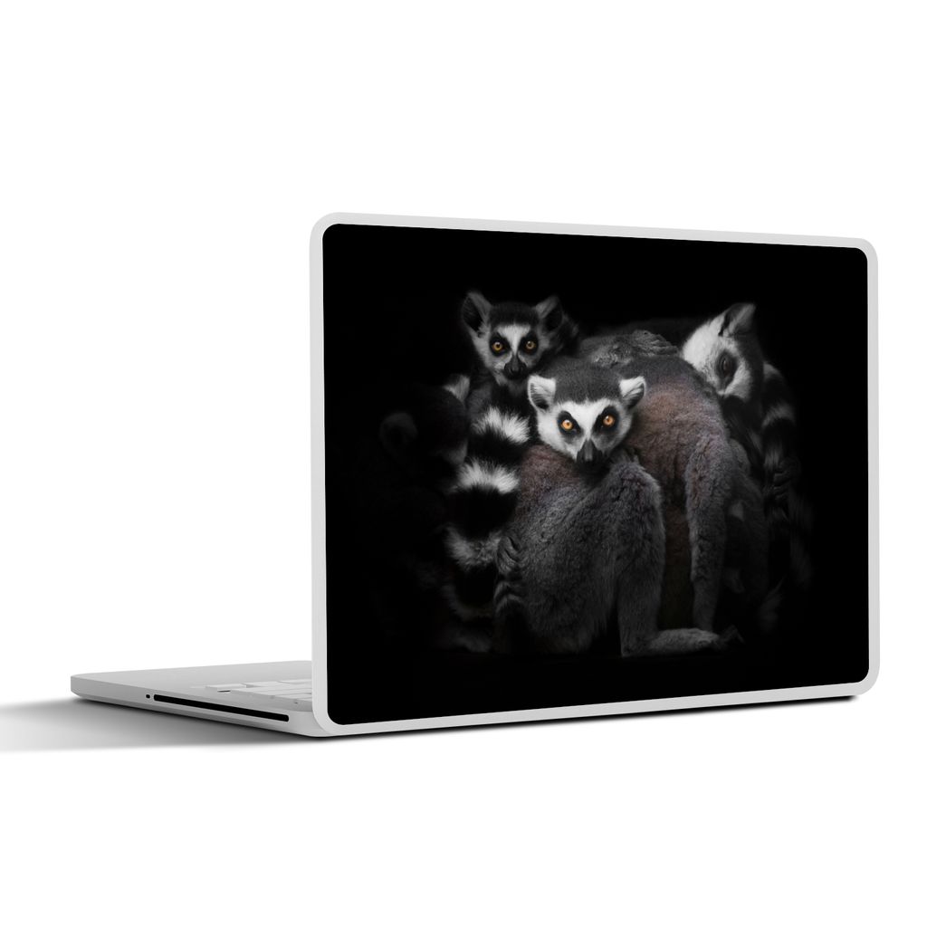 MuchoWow Laptop Aufkleber Sticker Cover Tiere - Lemur - Schwarz - Weiß - Porträt 30x21 cm - Sticker für Laptop - Selbstklebend